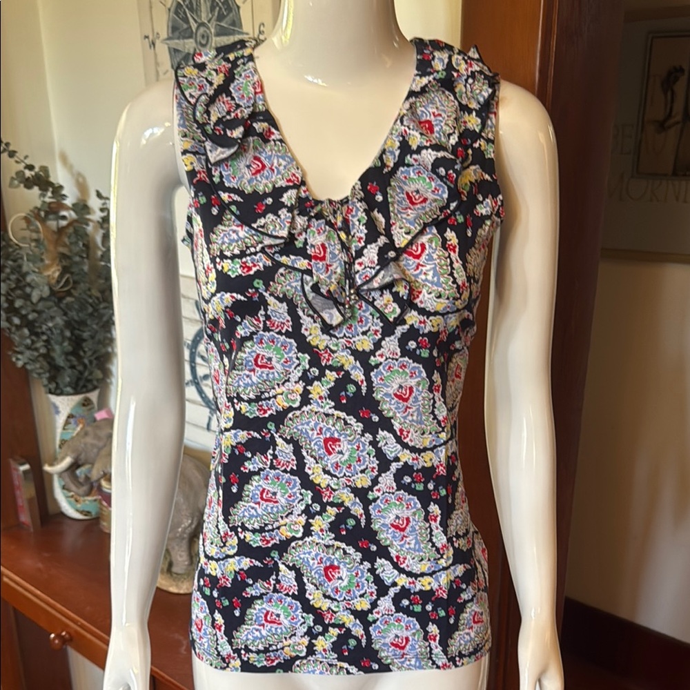 NWT chaps size small Floral Sleeveless Top - Black Multicolor